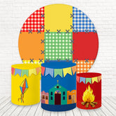 Bunt Plaid Fiesta Kirche Runden Geburtstag Hintergrund Bausatz